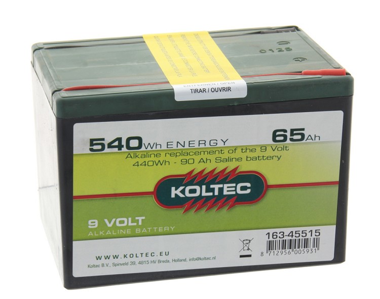 Batterij 9 Volt 540 WH 65 AH